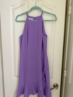 Lavender Halter Ruffle Midi Dress